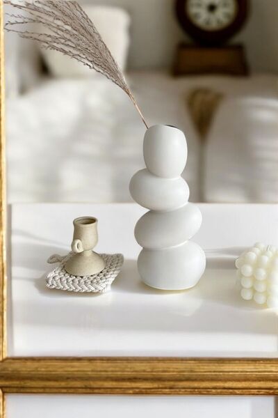tambana White Decorative Vase Object Home Decoration Table Top Decor Vase Mod...