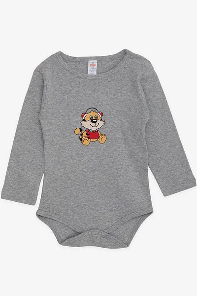 Breeze Baby Boy Snap-On Bodysuit Fun Puppy Printed 9 Months-3 Years, Dark Gray Melange