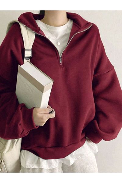 Hunors Sportswear & Company Women's Stand Collar Half Zipper Oversize Sweatshirt