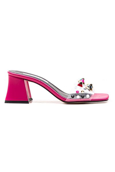Niloshka Παντόφλες Sydney Fuchsia με διάφανα αξεσουάρ
