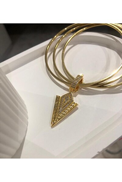 EGES SHİNE Ajda Bilezik Uyumlu Üçgen Model Gold Ajda Charm