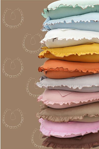 mordesign Fırfırlı Emzirme Yastığı, Bebek Destek Minderi, Hamile Yastığı, Pamuk Kumaş, Ruffle Seri, Kapiçino