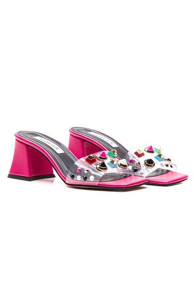 Niloshka Παντόφλες Sydney Fuchsia με διάφανα αξεσουάρ