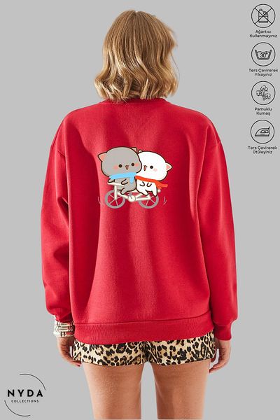 Nyda Collections Long Sleeve Bubu Dudu Bike Printed Oversize Hoodless Sweatshirt