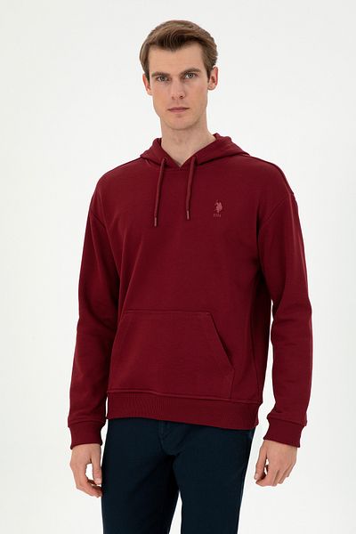 U.S. Polo Assn. سويت شيرت أساسي باللون العنابي للرجال 50298271 -VR014
