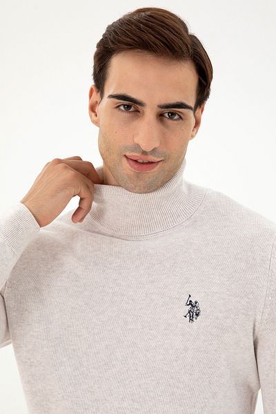 U.S. Polo Assn. Men's Stone Melange Basic Sweater 50293523 -Vr225