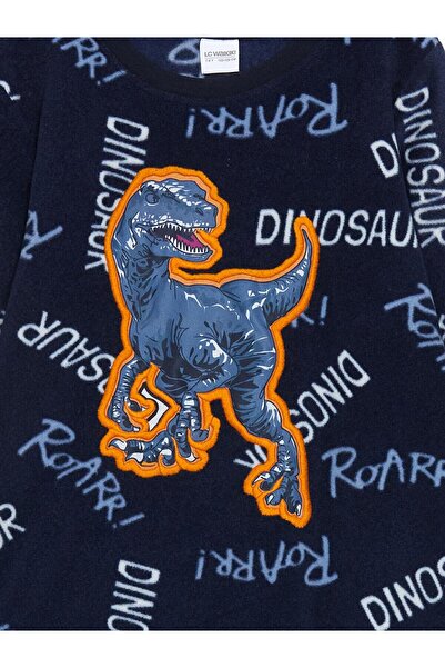 LC Waikiki LCW Kids Baskılı Bisiklet Yaka Polar Erkek Çocuk Pijama Takımı