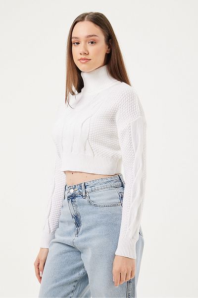 POODLE Pulover de damă tricotat cu detalii Crop Knitwear