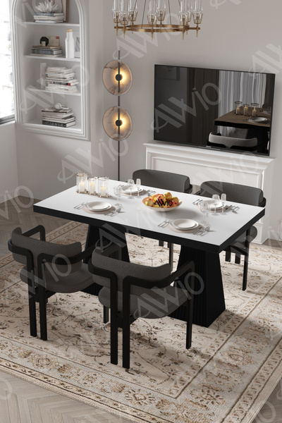 AVVİO Valery Lake Mdf Ayak Tokyo Demonte Sandalye 80x120 Yemek Masası Mutfak ...