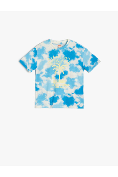 Koton Bavlněné tričko s krátkým rukávem – potisk na dlani a vzor na zavazování