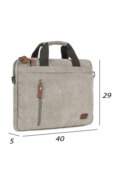 Necati Çanta Сиво тънко платнено куфарче за лаптоп 15,6 инча - с множество отделения