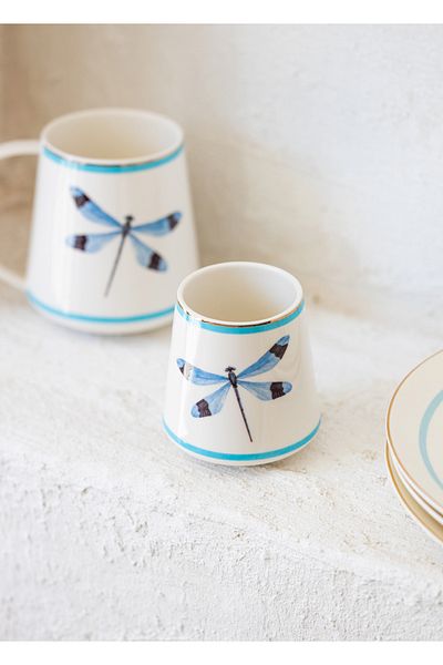 The Mia Dragonfly Blue Porcelain Mug Without Handle