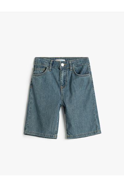 Koton Cotton Relaxed Cut Chino Bermuda Shorts - Pocketed
