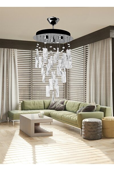 öalpa Yağmur Taşlı 6’lı Krom Avize