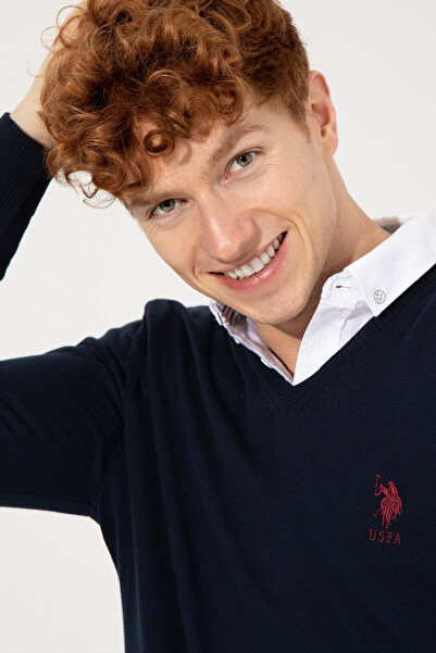 U.S. Polo Assn. Чоловічий синій базовий светр 50253445-VR033