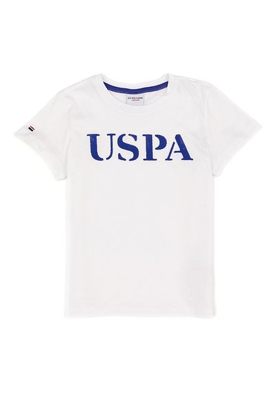 U.S. Polo Assn. Παιδικό λευκό μπλουζάκι με λαιμόκοψη 50248206 -VR013