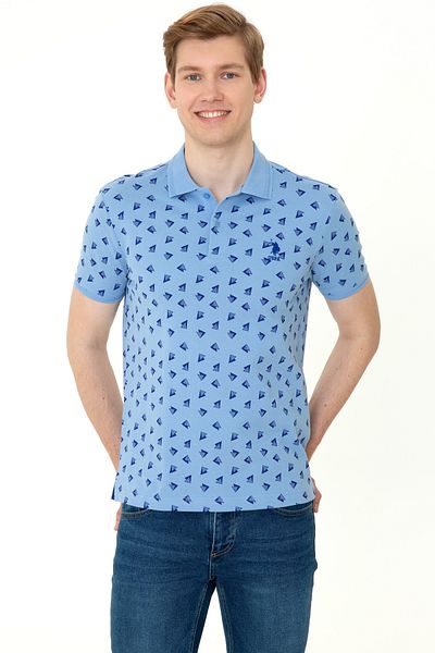 U.S. Polo Assn. Tricou pentru bărbați, albastru închis, cu gât polo 50249181-VR032