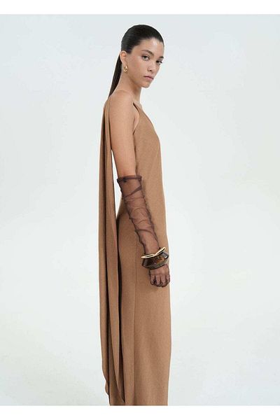 MANGO Woman Μακρύ ασύμμετρο φόρεμα κάπα