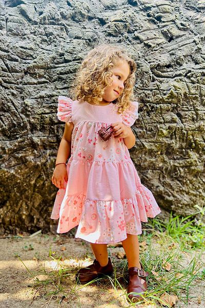 LULU Kids „Acasia” - Rochie de vară pentru fete cu imprimeu floral, fără mâneci