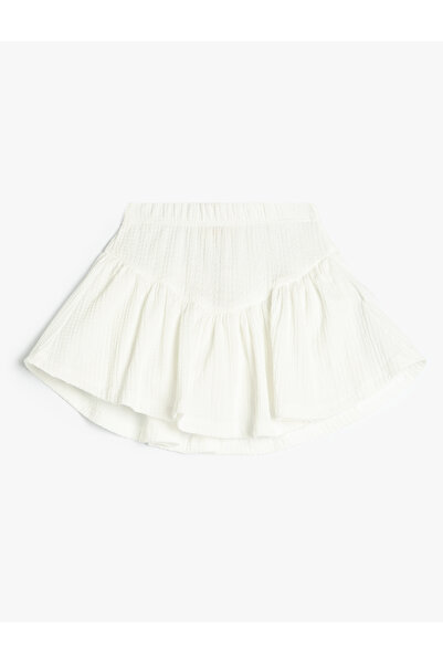 Koton Lastikli Bel Regular Fit Beyaz Kız Çocuk Şort 5SKG40014AK