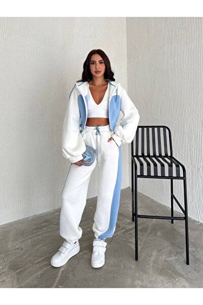 DEEFWEAR Üç İplik Çift Renk Alt Üst Takım Kalın Pamuklu Kumaş