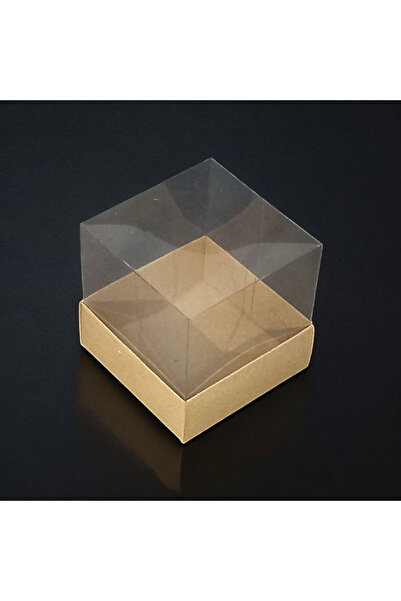 BOXSTATION 8x8x8 Asetat Kapaklı Gold/Beyaz/Kraft Kutu 10 Adet