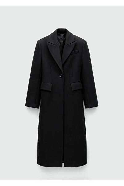 MANGO Woman Lisovaný vlněný kabát