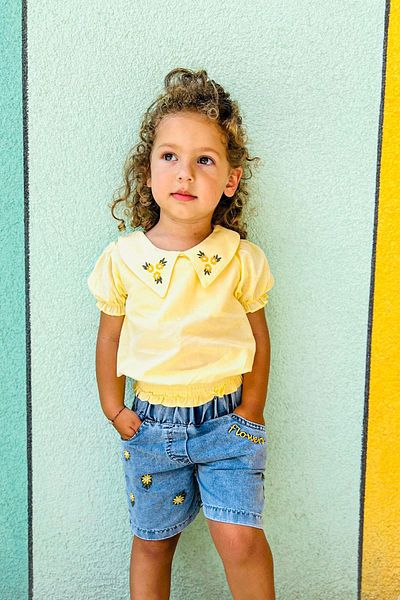 LULU Kids Set pantaloni scurți de vară cu imprimeu floral „gum”
