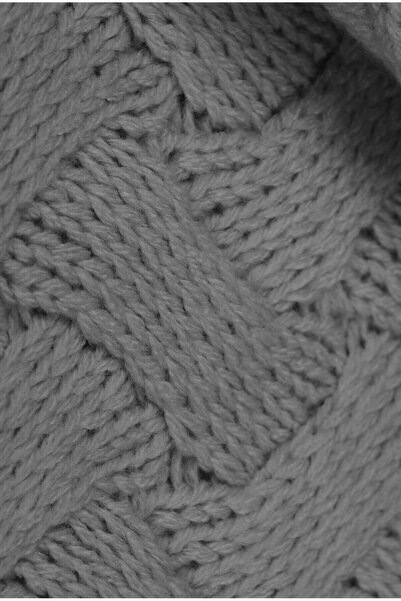 YGT Home Lavanta 10 Ponpon Triko Örgülü Tv Battaniyesi Gri | Koltuk Örtüsü - Bacak Şalı