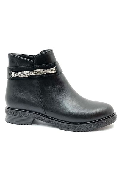 Kids Club Shoes Mehtap Stone Γυναικείες Μπότες Flat Αντιολισθητική Σόλα ΜΑΥΡΟ