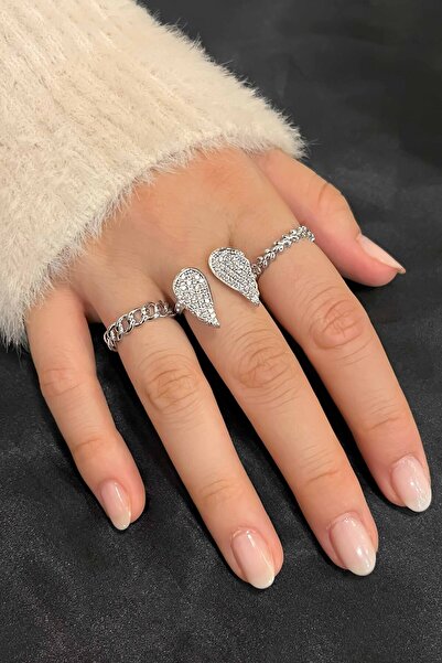 TREND COLLECTİON Zirkon Taşlı Gümüş Zarif Ayarlanabilir Melek Kanadı, Zincir,...