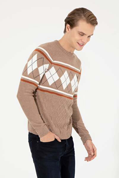 U.S. Polo Assn. Erkek Camel Melanj Kazak 50256673-VR122
