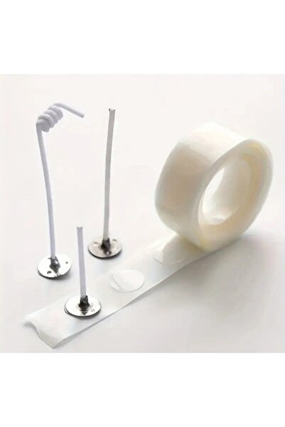 Home Nokta Çift Taraflı Bant 1 Rulo 100 Adet - Balon,Mum Fitil Yapıştırma Şeffaf Çift Taraflı Bant