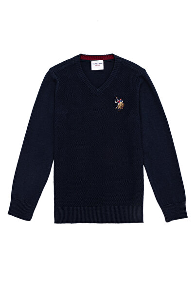 U.S. Polo Assn. Boy's Navy Blue Crew Neck Knitwear Sweater 50255664-Vr033