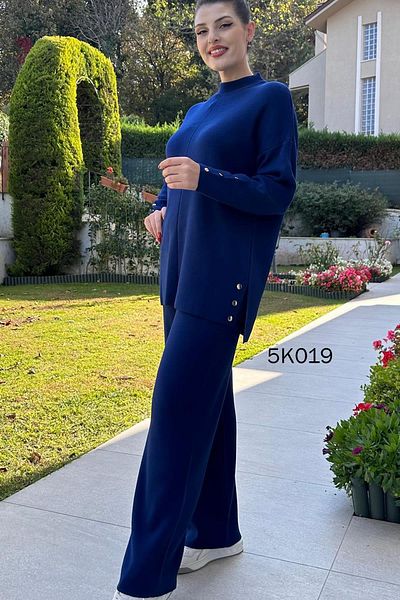 İnce Topuk Knitwear Set Button Detailed - 5K019