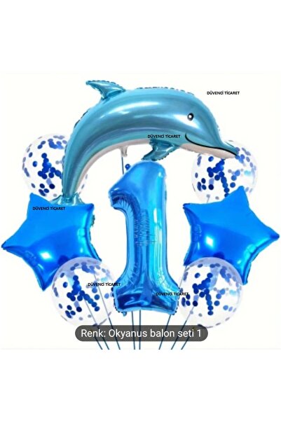 DÜVENCİ TİCARET طقم بالونات المحيط الأزرق باللون الأزرق مع بالونات فيولية بال...