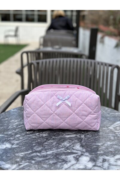 Batekso Pembe Çizgili Kalem Çantası