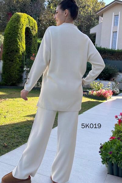 İnce Topuk Knitwear Set Button Detailed - 5K019