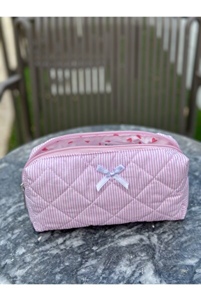 Batekso Pembe Çizgili Kalem Çantası