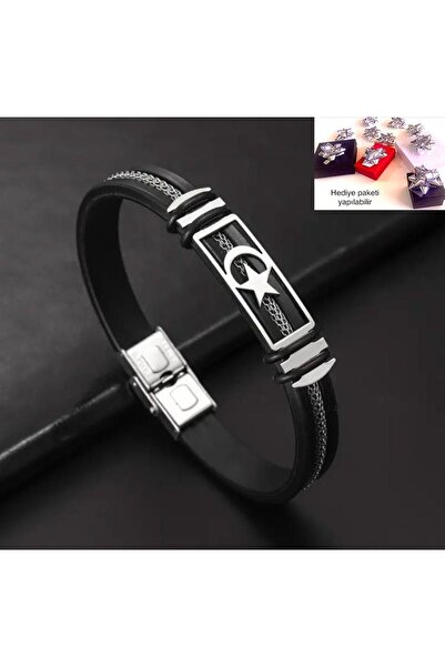 miatamer سوار سيليكون أنيق للرجال مع نجمة القمر، إكسسوار للعام الجديد، هدية ع...