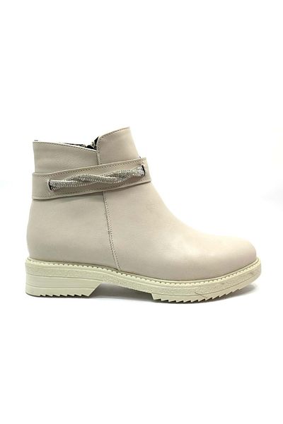 Kids Club Shoes Μπεζ Γυναικείες Μπότες - Mehtap Stone Χαμηλή κοπή, επίπεδη αντιολισθητική σόλα