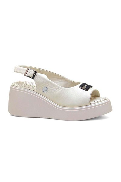 Mammamia 1915 Genuine Leather Daily Women's Sandals-Cream