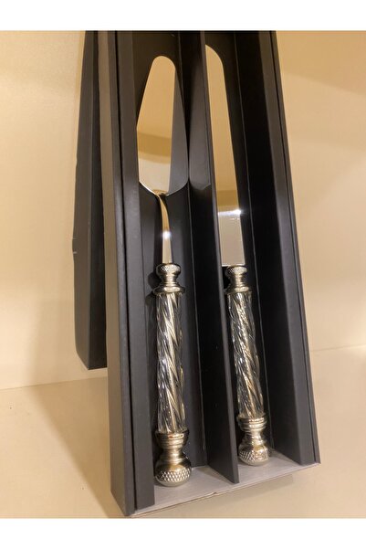 PLUS HOME SERVİS PASTA SETİ 2'Lİ KRİSTAL MODEL GÜMÜŞ