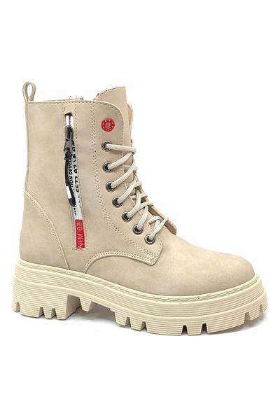 Kids Club Shoes Λευκές Γυναικείες Μπότες - Mehtap Ornamental, Λεπτομερές φερμουάρ, Αντιολισθητική σόλα