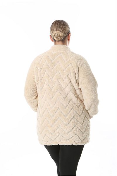 BİrHoşButik Stretchy Lycra Plus Size Women's Clothing - Winter Fleece Cardigan with Soft Pocket, Hooded Zipper