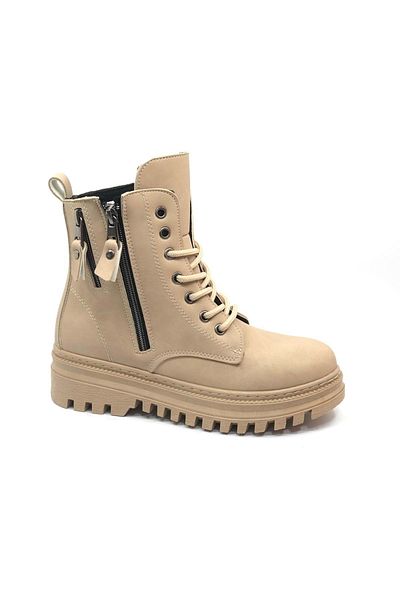 Kids Club Shoes Mehtap Γυναικείες Κοντές Μπότες - Διπλό φερμουάρ Λεπτομερές, Αντιολισθητική Σόλα NUT