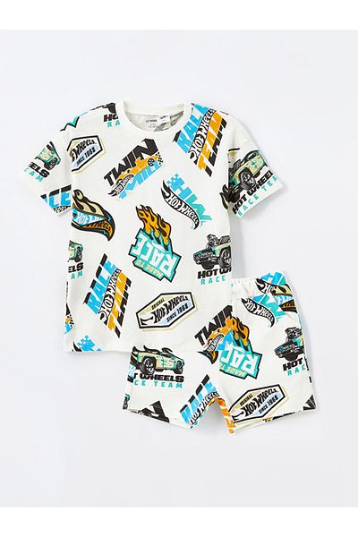 LC Waikiki Lcw Crew Neck Printed Baby Boy T-Shirt and Shorts Set of 2
