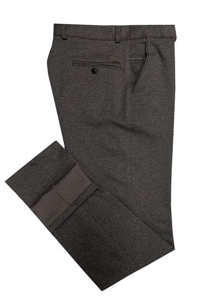 CLASSİCS MEN Ανδρικό παντελόνι καφέ καμβά - Lycra, Classic Fit, 6931