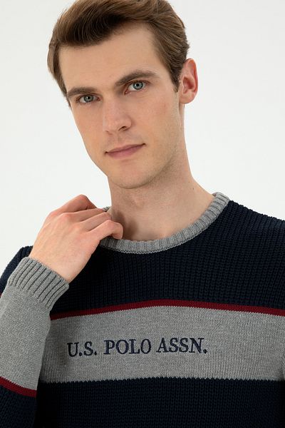 U.S. Polo Assn. Men's Gray Melange Sweater 50292852 -Vr086