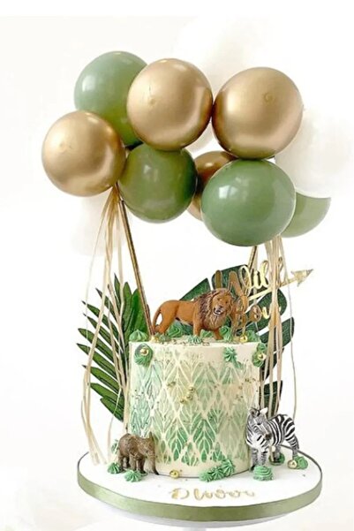 asöy Pasta Süsü Pasta Balonu Adaçayı Küf Yeşili Balonlu Pasta Süsü 10 lu Balon